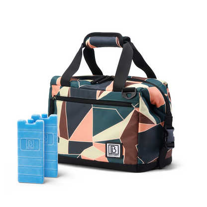 Cooler bag 12L abstract colors - Lunch bag - 4-layer insulated - extra space foldable - 2 free cooling elements - incl. shoulder strap