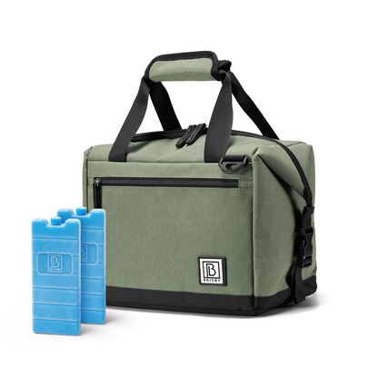 Cooler bag 12L green - Lunch bag - 4-layer insulated - extra space foldable - 2 free cooling elements - incl. shoulder strap