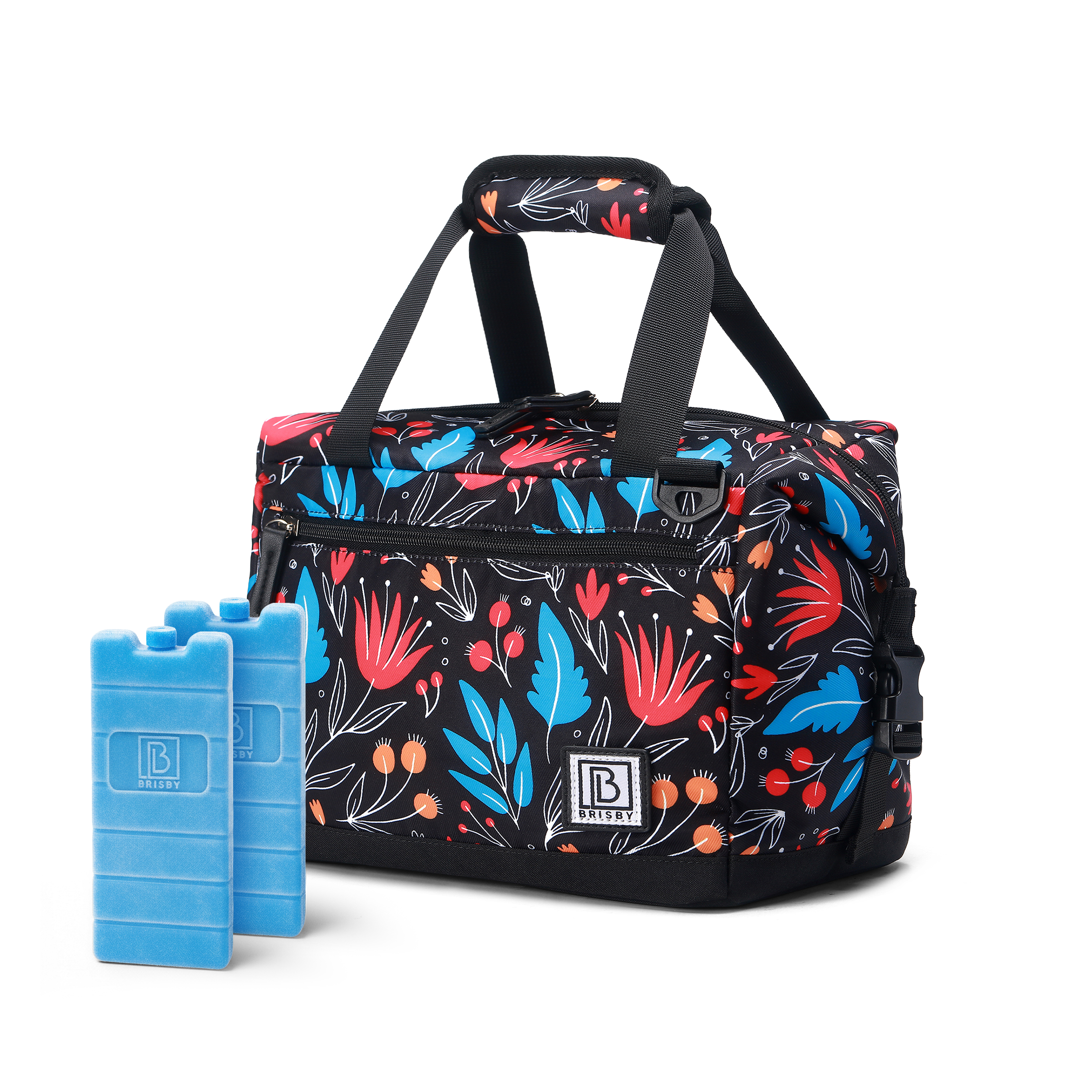 Koeltas 12L night flower - Lunchtas - 4-laags geïsoleerd - extra ruimte uitvouwbaar - 2 gratis koelelementen - incl. schouderriem