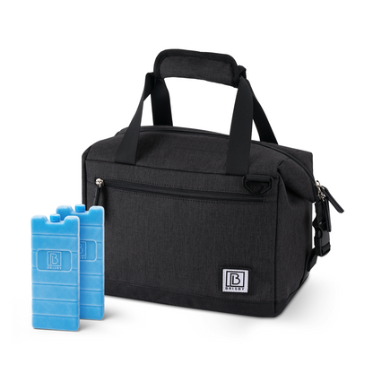 Cooler bag 12L black - Lunch bag - 4-layer insulated - extra space foldable - 2 free cooling elements - incl. shoulder strap