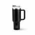 Thermosbeker 1,2L RVS zwart - Met handvat - grote tumbler met flip straw