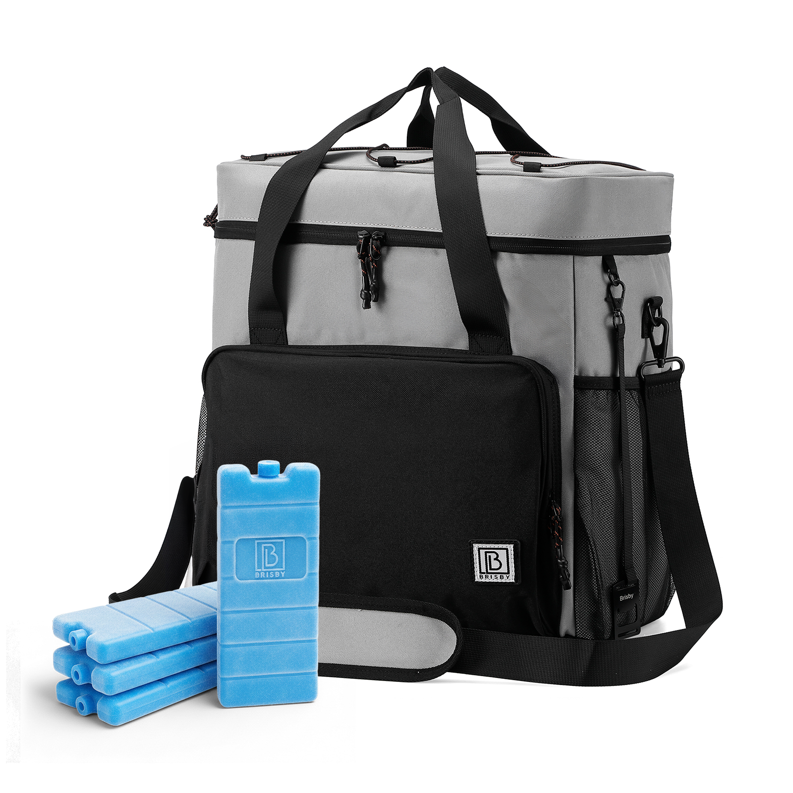 Cooler bag 30L black-grey-orange - Lunch bag - 4 layers insulated - incl. 4 cooling elements