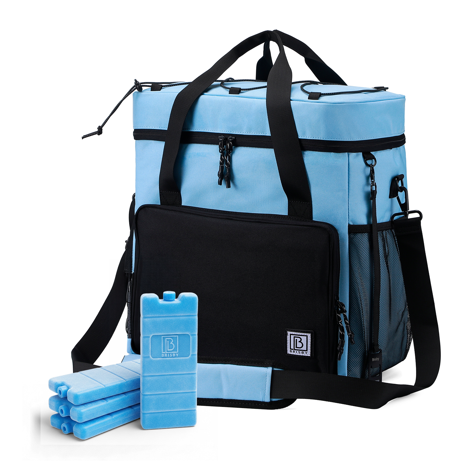 Cooler bag 40L black/blue - Lunch bag - 4-layer insulated - 6 free cooling elements - incl. shoulder strap