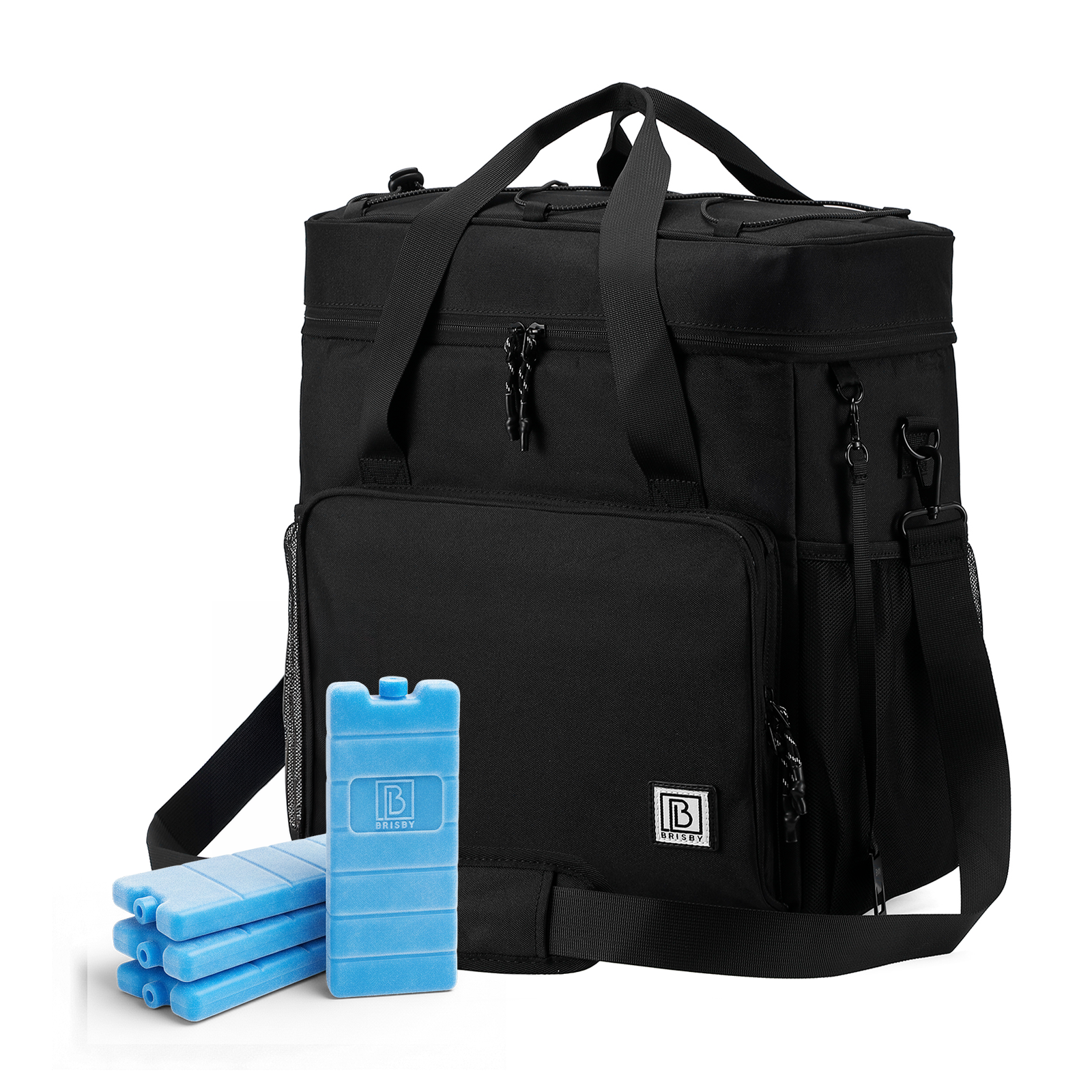 Cooler bag 40L black with orange interior - Lunch bag - 4-layer insulated - 6 free cooling elements - incl. shoulder strap