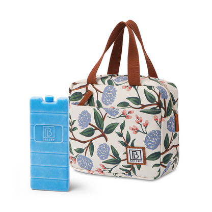 Cooler bag 4L white flowers - 4-layer insulated - free cooling element
