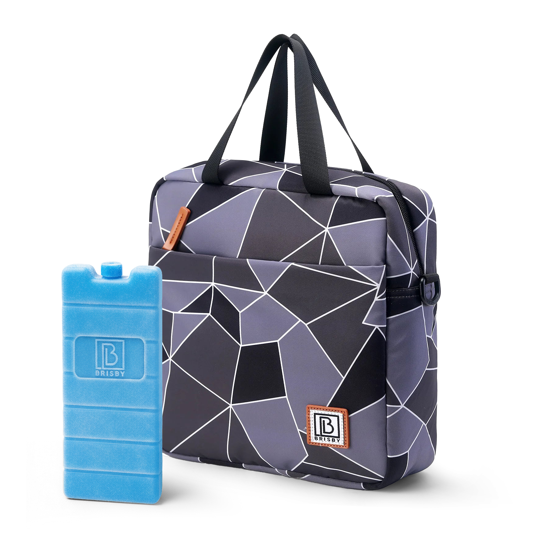 Koeltas 7L abstract grijs en zwart - Lunchtas - 4-laags geïsoleerd - 2 gratis koelelementen - incl. schouderband