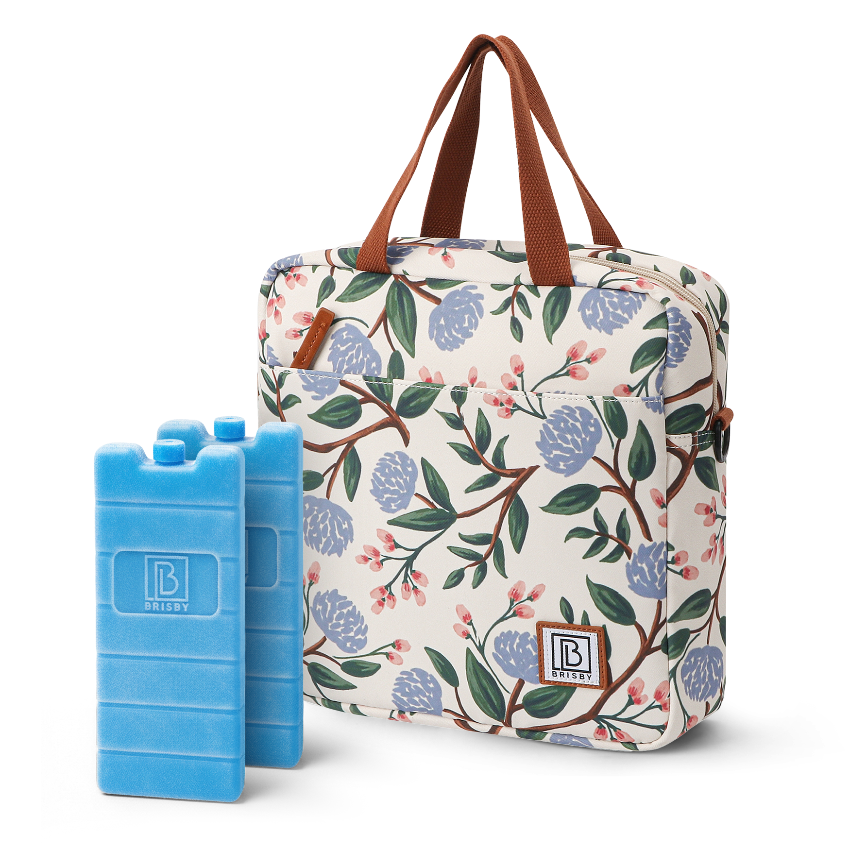 Cooler bag 7L black flowers - Lunch bag - 4-layer insulated - 2 free cooling elements - incl. shoulder strap