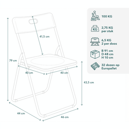 Bardi 2-delige Klapstoelen set stevig zwart - 100 kg draagvermogen