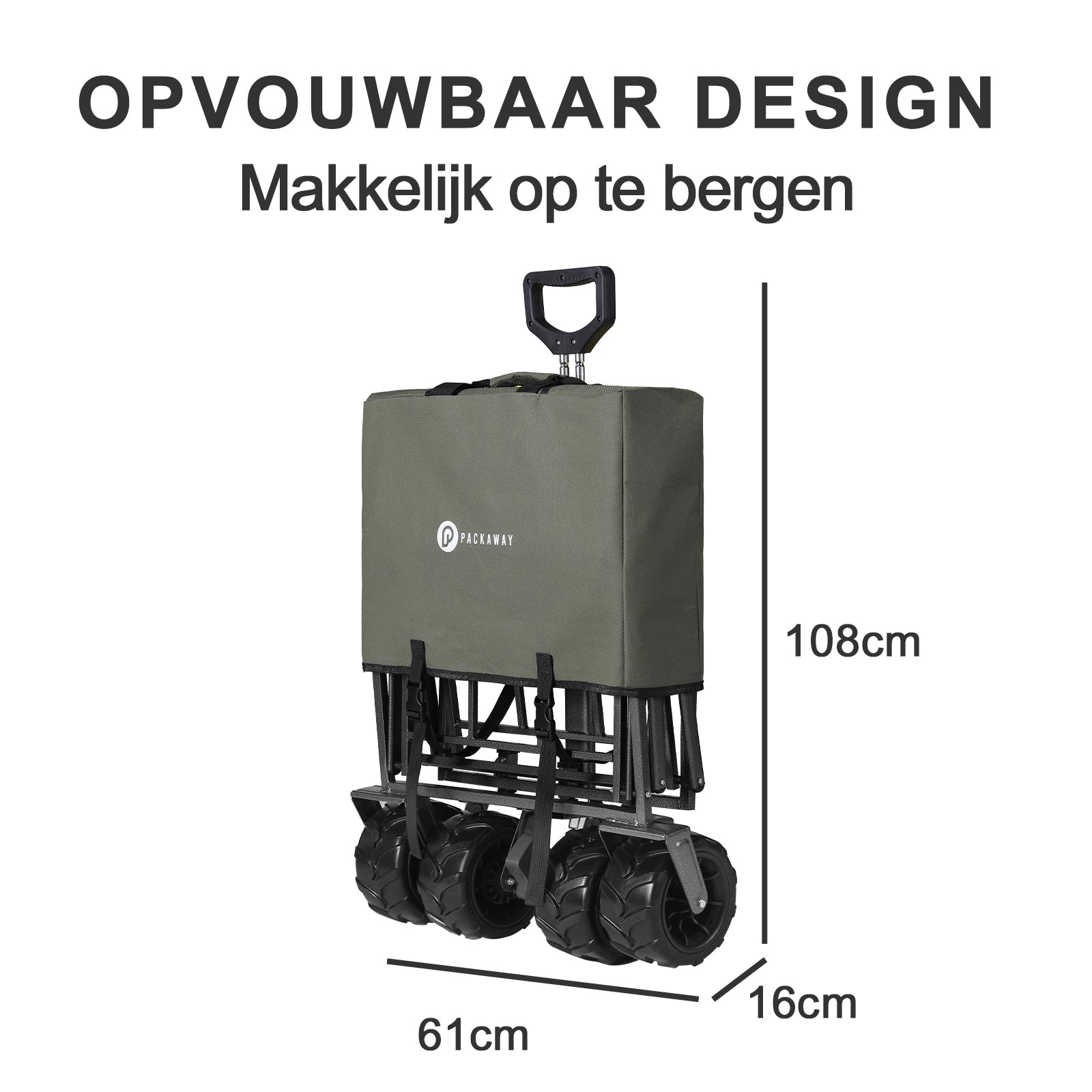 Packaway Bolderkar XL 80kg groen - opvouwbaar - heavy duty - wasbaar