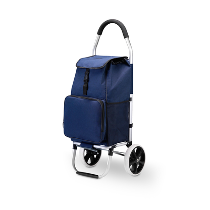 Boodschappentrolley 45L blauw - winkelwagen ophanging - opvouwbaar - telescopisch handvat