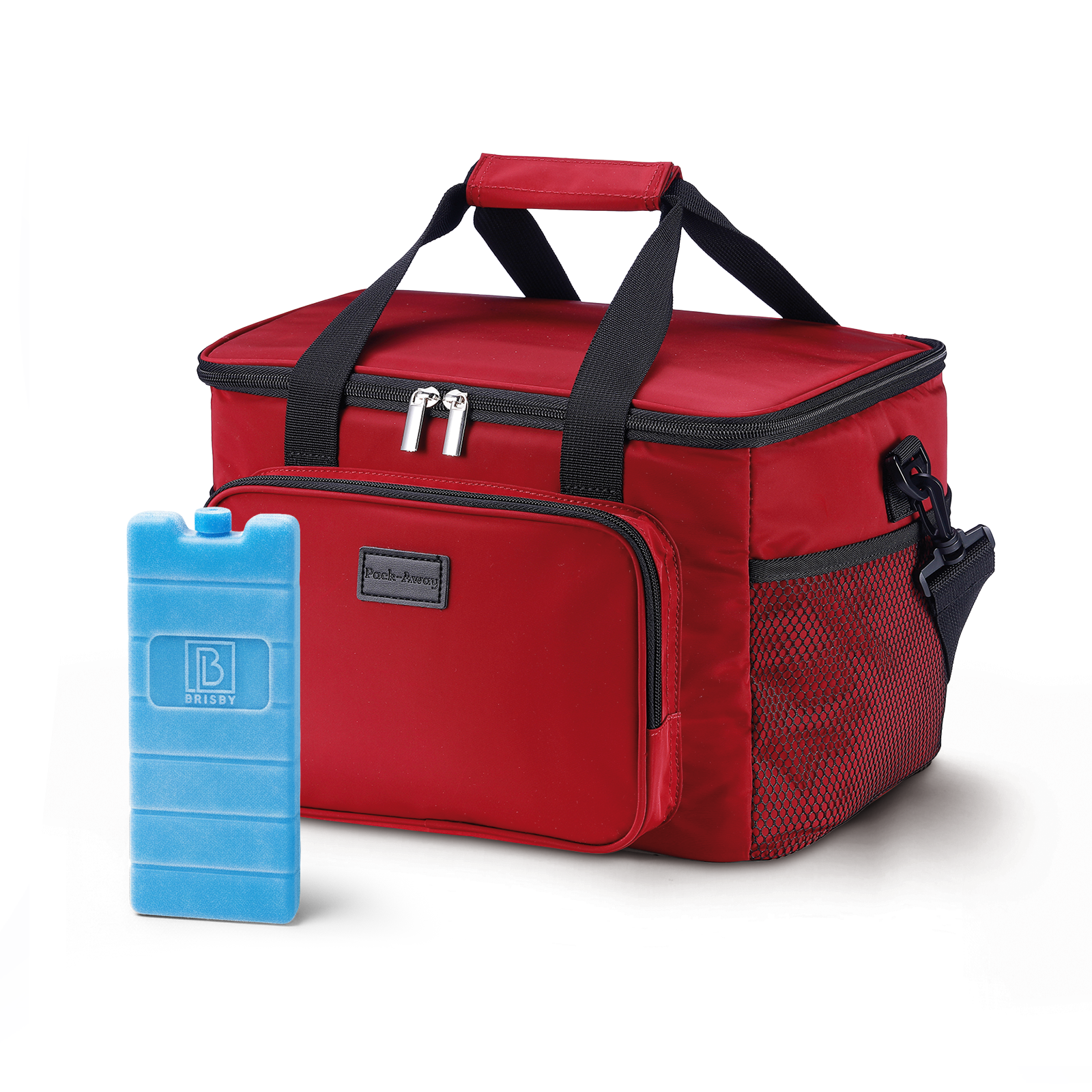 Koeltas 15L koeltas rood - lunchtas - 4-laags geïsoleerd - opvouwbaar - incl. 2 gratis koelelementen en draagband