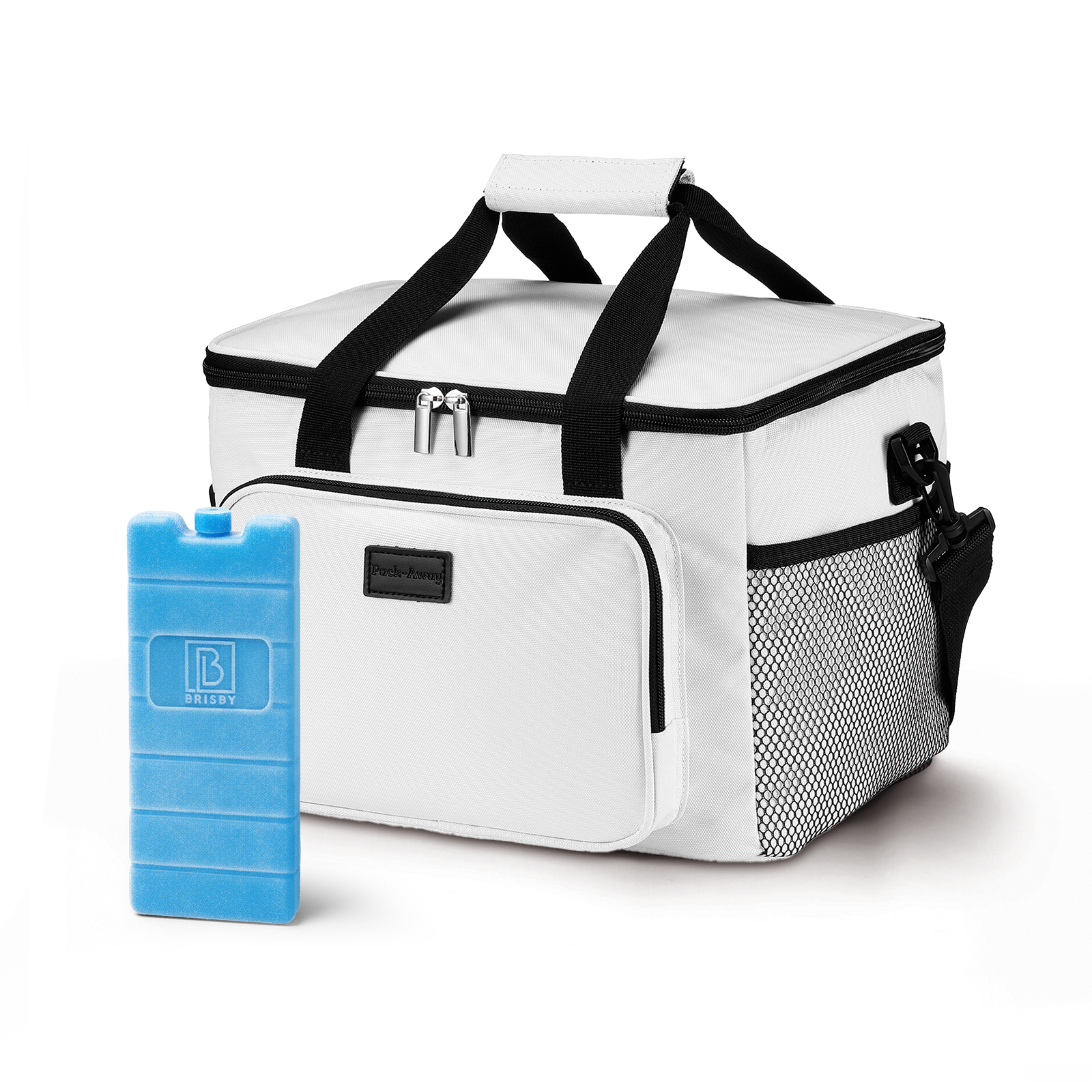 Koeltas 15L koeltas wit - lunchtas - 4-laags geïsoleerd - opvouwbaar - incl. 2 gratis koelelementen en draagband