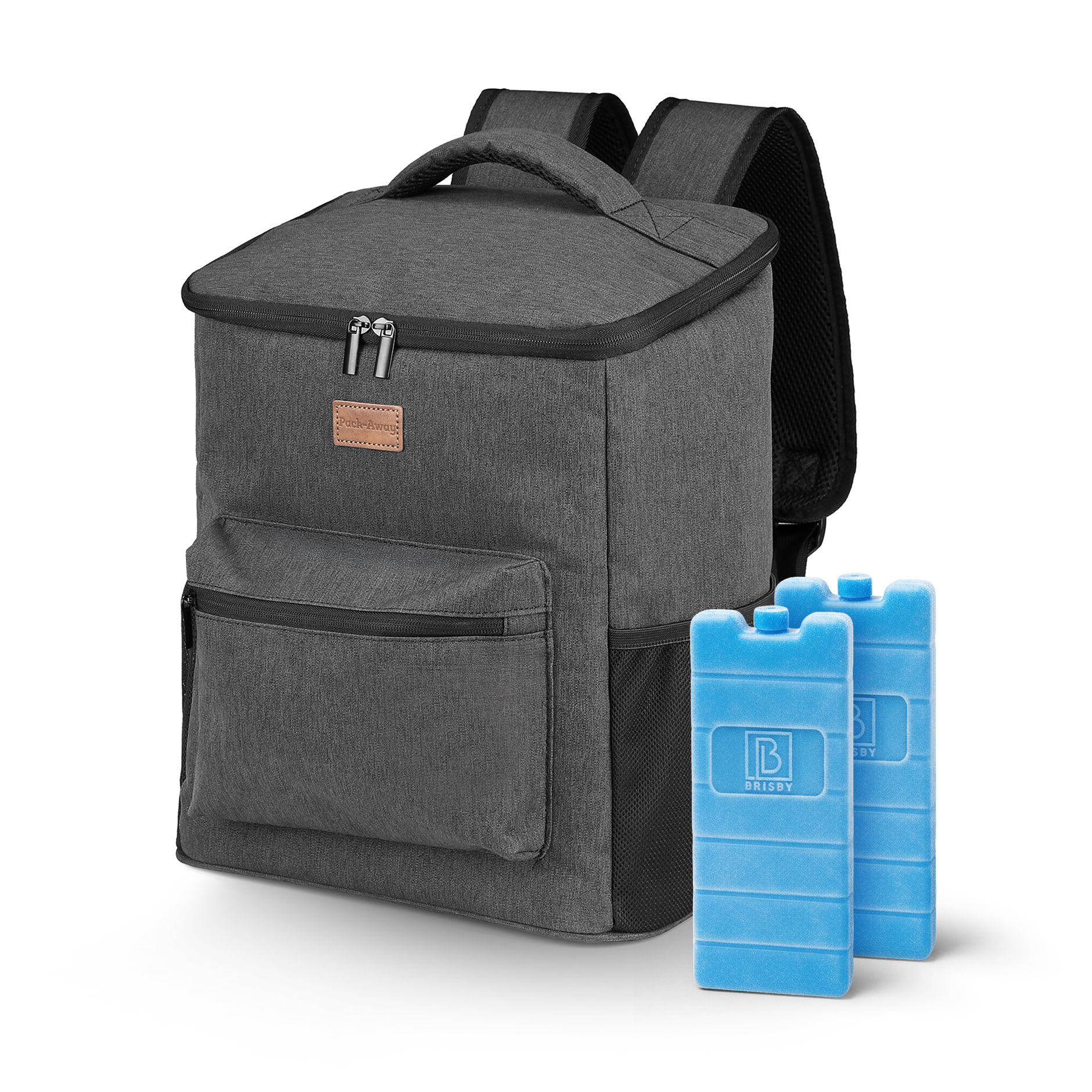 Packaway Koeltas rugzak 25L grijs - incl. 2  koelelementen, flessenopener