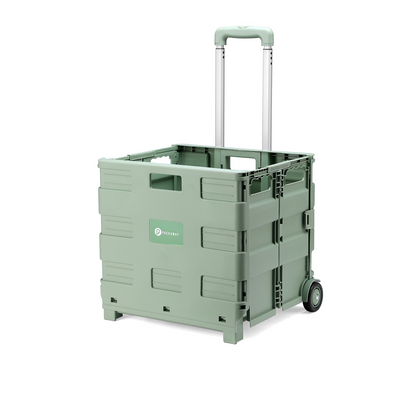 Packaway XL Foldable Shopping Trolley with wheels - Shopping crate - Storage box - Shopping trolley - Folding crate - 50 Liters - Green