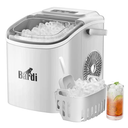 Bardi Deluxe Ice Cube Machine 1.2L white - Self-cleaning function - ice cube maker with ice scoop - Incl. luxury thermos cup and ice scoop