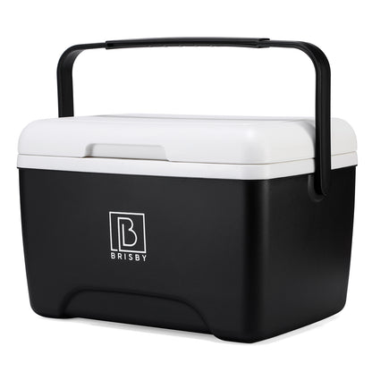 Brisby Koelbox - Frigobox - 8L - Zwart - Tot maximaal 40 uur isolatie - Incl. 2 dikke koelelementen van 450ml - Met koelelementen vergrendeld in deksel en Brisby 500ml Zwarte Dubbelwandige Thermosfles