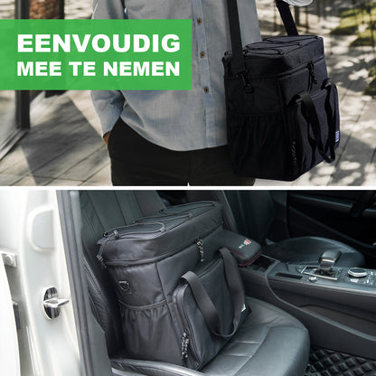 Koeltas 30L zwart - Lunchtas - 4 laags geïsoleerd - incl. 4 koelelementen