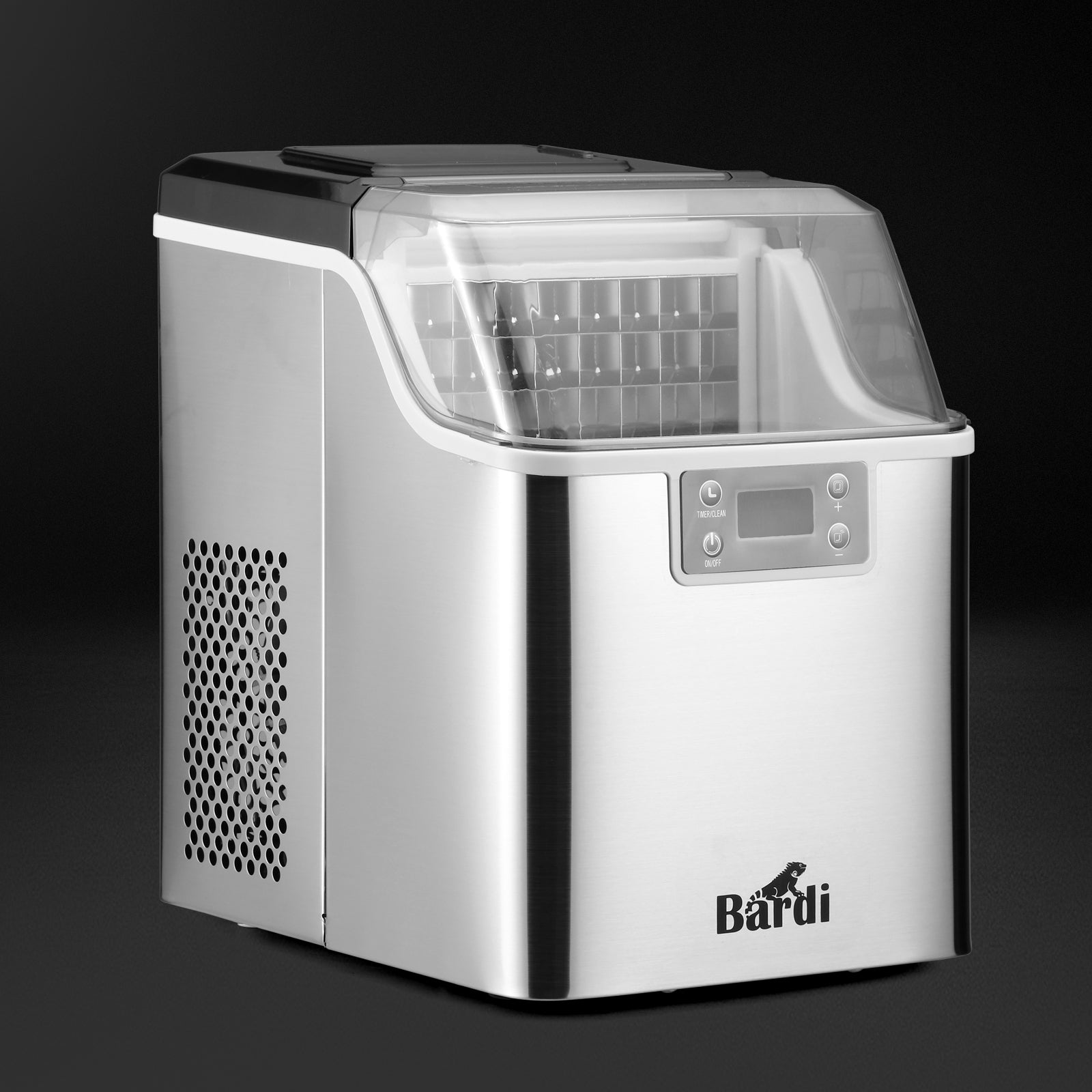 Bardi IJsblokjesmachine 3,2L ijsblokken RVS - 20 kg ijs per 24 uur - incl. thermosbeker