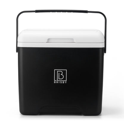 Brisby Koelbox - Frigobox - 13L- Zwart- Tot maximaal 40 uur isolatie - Incl. 2 dikke koelelementen van 450ml - Met koelelementen vergrendeld in deksel en Brisby 500ml Zwarte Dubbelwandige Thermosfles