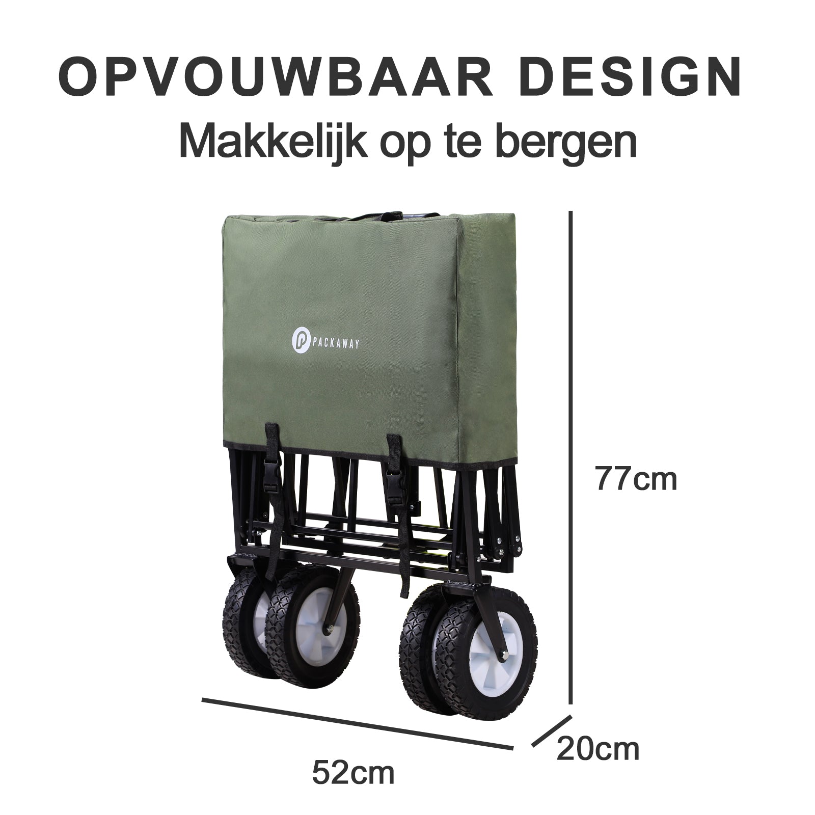 Bolderkar tot 70 kg groen - Wasbaar polyester - opvouwbaar - 98x53 cm