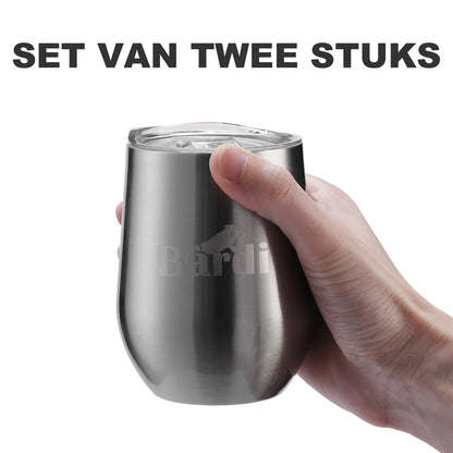 Thermosbeker set RVS - 2 bekers met lekvrije deksels - dubbelwandig - 360ml