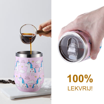 Thermosbeker set unicorn - 2 bekers met lekvrije deksels - dubbelwandig - 360ml