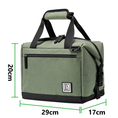 Koeltas 12L groen - Lunchtas - 4-laags geïsoleerd - extra ruimte uitvouwbaar - 2 gratis koelelementen - incl. schouderriem