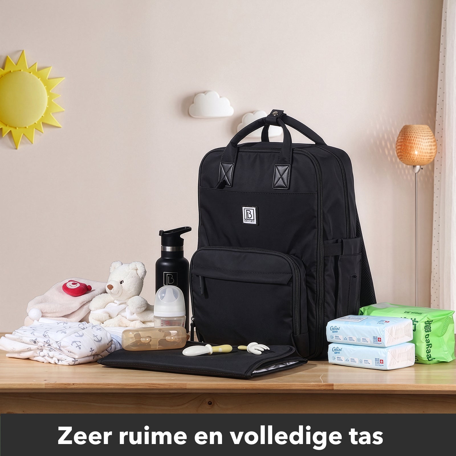 Brisby slijtvaste Luiertas – verzorgingstas – met buggymontage - Signature Black