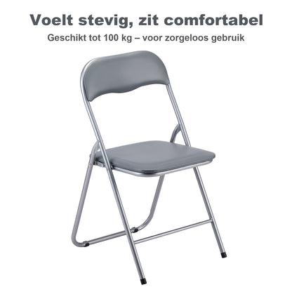 Bardi 6-delige Klapstoelen set PVC grijs - 100 kg draagvermogen