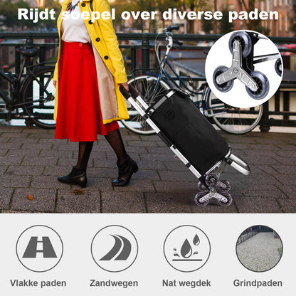 Packaway Boodschappentrolley 40L zwart - incl. trapwielen - steekwagenfunctie