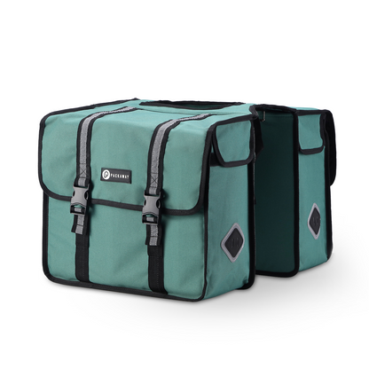 Packaway Dubbele Fietstas 36L groen - hoge zichtbaarheid - waterdicht