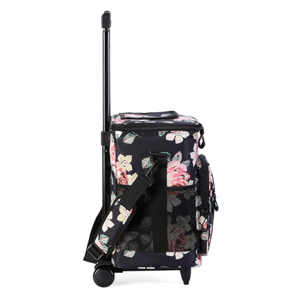 Brisby Boodschappentrolley met Koelvak – 32L Ruimte – Ideaal voor Boodschappen – Inclusief Koelelementen – Waterafstotend – Verstelbaar Handvat – Dark Flower