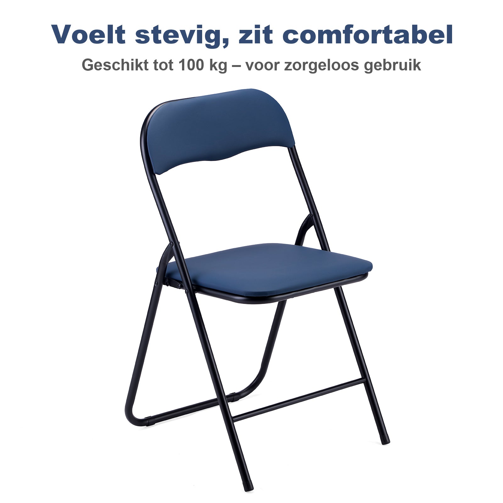 4-delige klapstoelenset - blauw - 100kg draagkracht - 43 x 38 x 87 cm