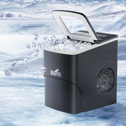 Bardi Deluxe Ice Cube Machine 2L black - Self-cleaning function - ice cube maker with ice scoop - Incl. luxury thermos cup and ice scoop