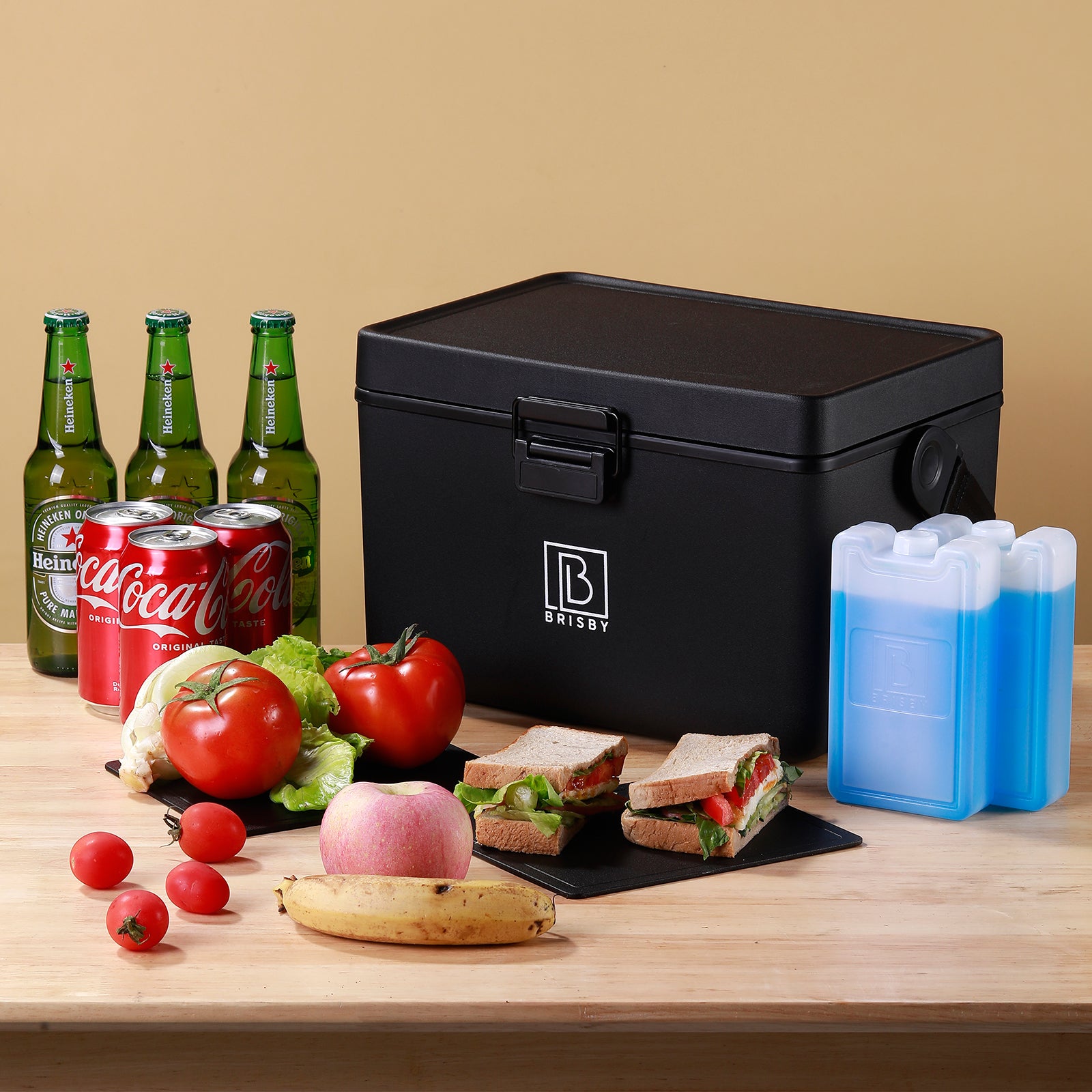 Cool box 12L with carrying strap black - dividers - cutting boards - up to 40 hours insulation - incl. 2 cooling elements of 200ml
