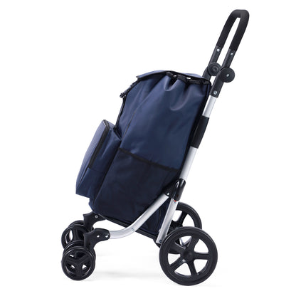 Boodschappentrolley deluxe 60L blauw  - koelvak - boodschappenwagen - steekwagenfunctie - verstelbaar handvat