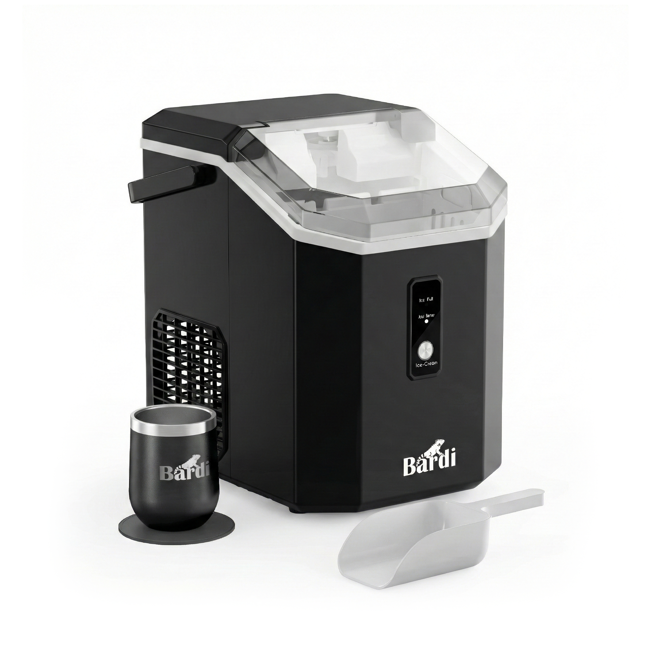 Bardi Nugget IJsblokjesmachine Square 1,1L zwart - 15 kg/24 uur - incl. thermosbeker