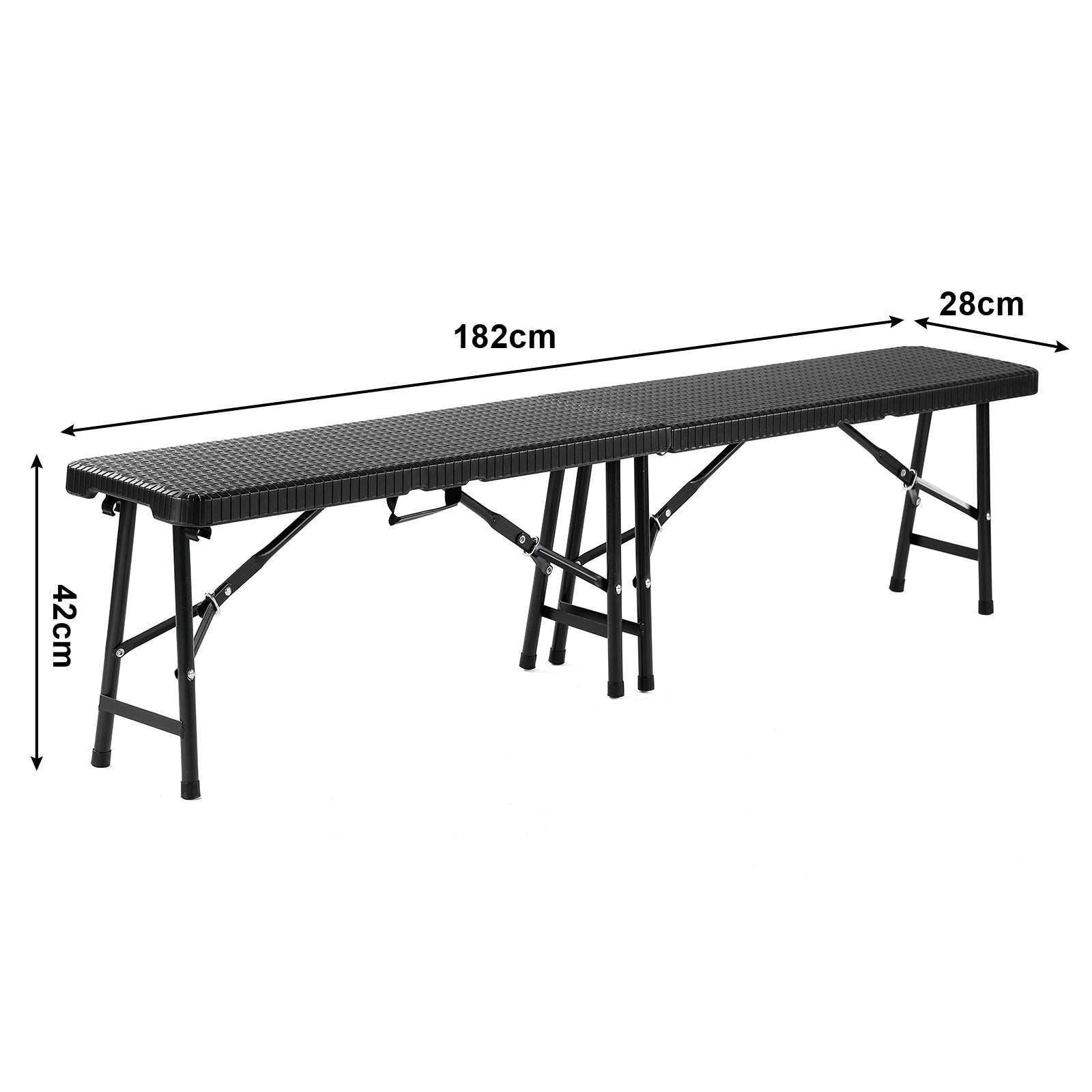 Bardi Campingbank rotan look zwart 180 x 28 - inklapbaar