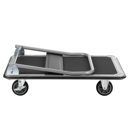 Packaway Opvouwbare Transportwagen 350 kg – Transportkar met Rem – 92 x 62 cm – Antislip Laadplatform – 4 Wielen – Inklapbare Duwbeugel