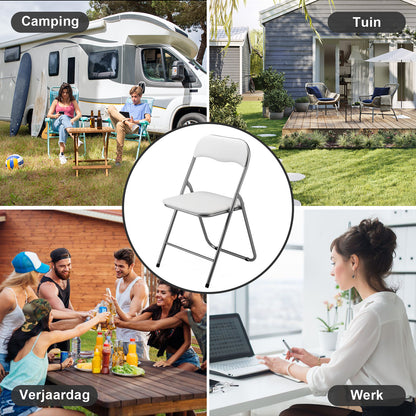 Bardi 2-delige Klapstoelen set PVC wit - 100 kg draagvermogen