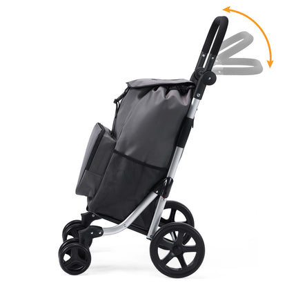 Boodschappentrolley deluxe 60L grijs - koelvak - boodschappenwagen - steekwagenfunctie - verstelbaar handvat