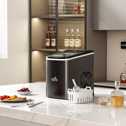 Bardi 2.0L Deluxe IJsblokjesmachine – IJsblokmaker Inclusief Luxe Thermosbeker en IJsschep – 9 Blokjes in 8 Minuten – GUNMETAL RVS