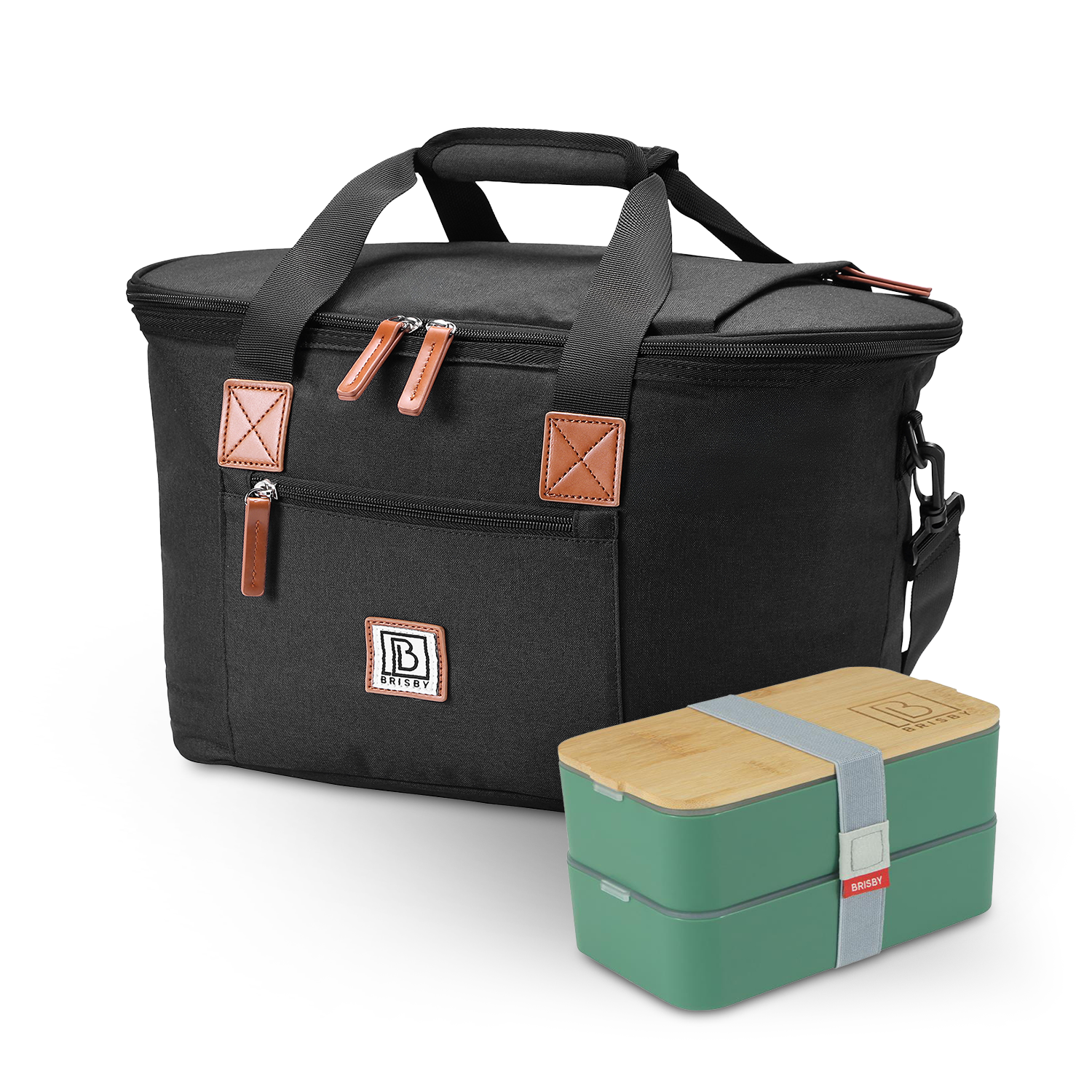 Brisby Koeltas 21L zwart set - incl. mealbox, 2 koelelementen, schouderband
