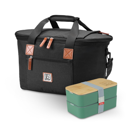 Brisby Koeltas 21L zwart set - incl. mealbox, 2 koelelementen, schouderband