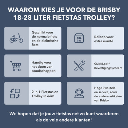 Fietstrolley Tas 2-in-1 Fietstas en Trolley Zwart 18-28L Laptopvak Verstelbare Hendel Bevestigingssysteem - Blauw