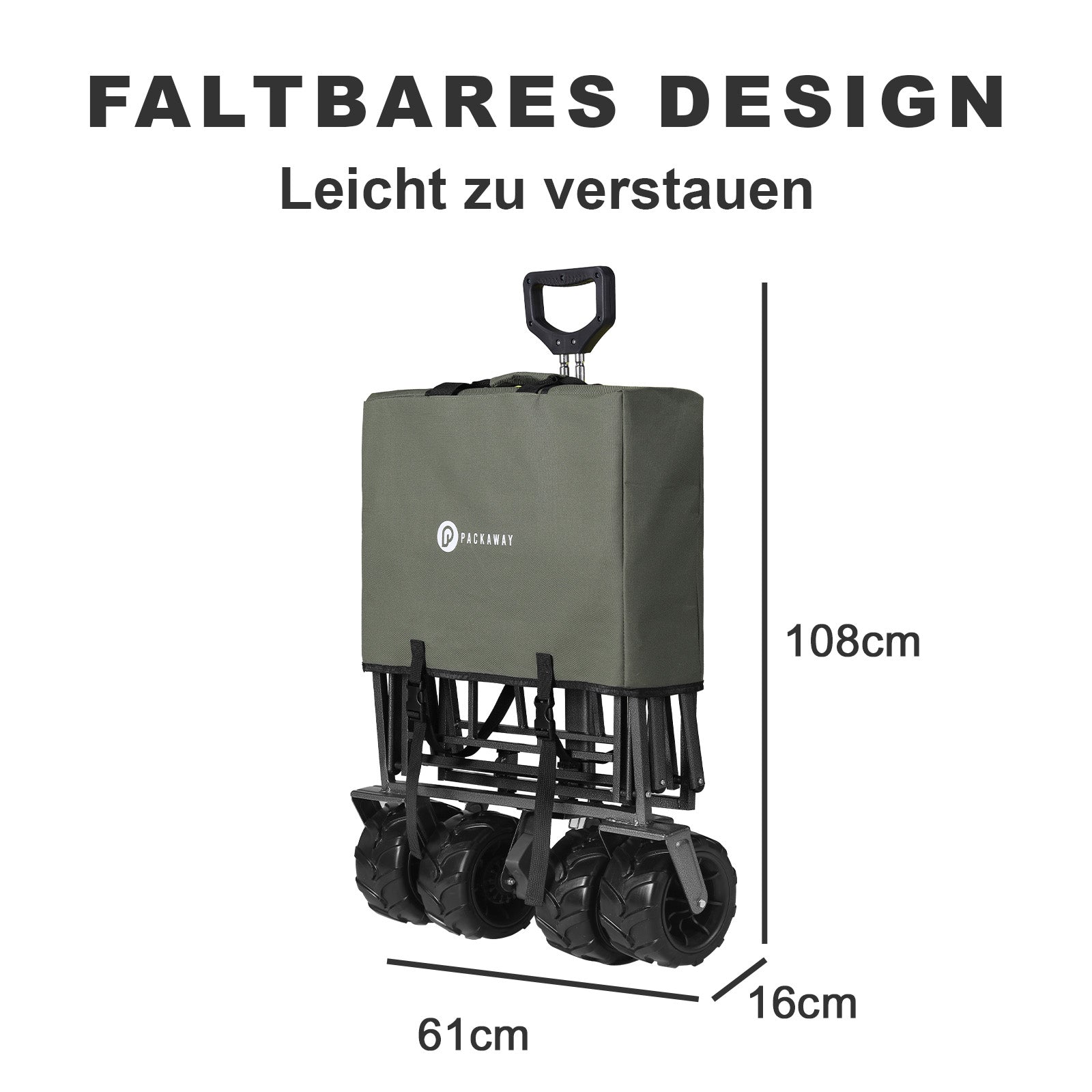 Bolderkar XL groen -  tot 80 kg - heavy duty - 90L - opvouwbaar - wasbaar polyester - 98x45 cm