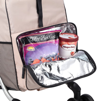 Packaway Boodschappentrolley met 4 wielen - boodschappenwagen deluxe met koelvak en verstelbaar handvat – 60 liter – Champagne