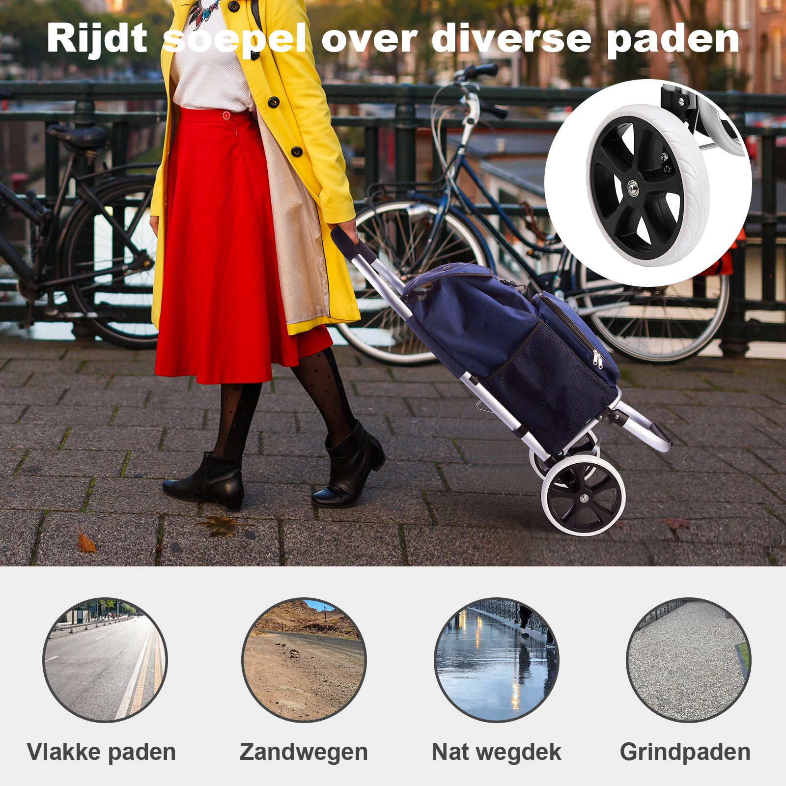 Shopping trolley 45L blue - shopping trolley suspension - foldable - telescopic handle