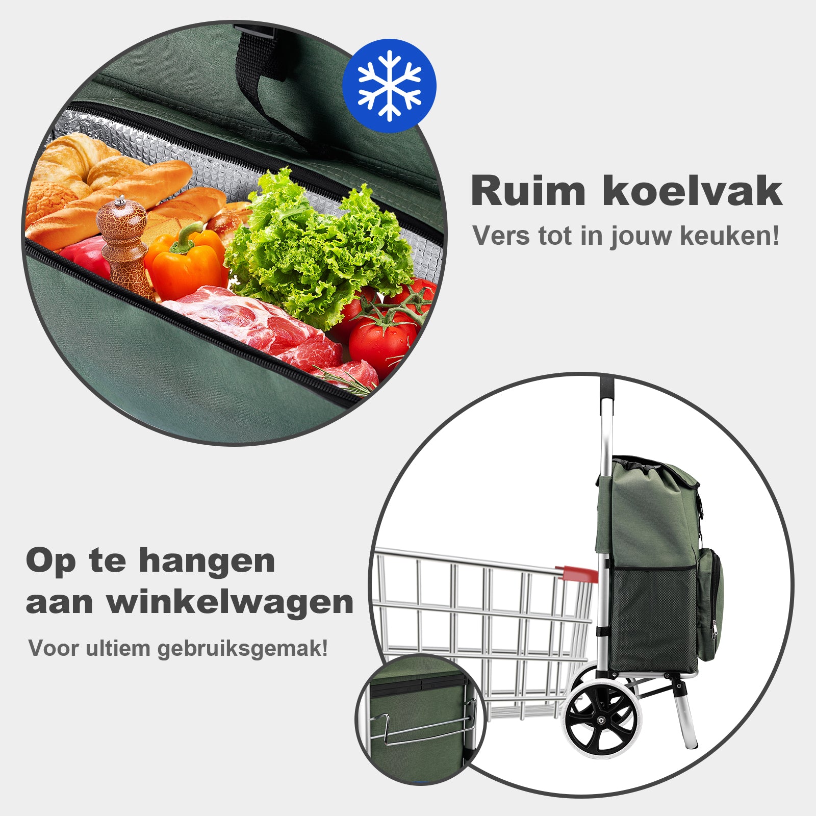 Packaway Shopping trolley with cool compartment - 45L - shopping trolley - hand truck function - GREEN
