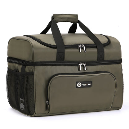 Packaway Koeltas 30L - Lunchtas - Inclusief 4 Koelelementen - Dubbel Compartiment - 4-Laags Geïsoleerd - Waterafstotend - Olive Green